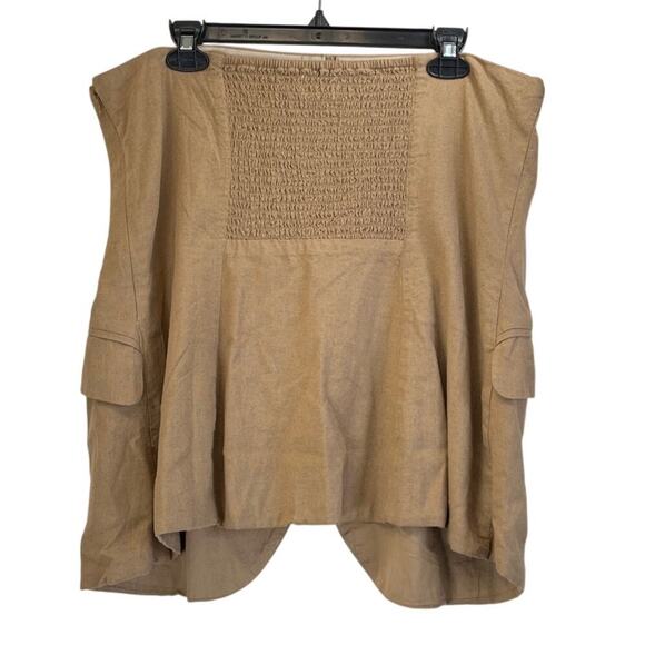 Universal Threads Womens 2X Beige Pockets Linen Blend Skirt Coastal Cool - Picture 2 of 7